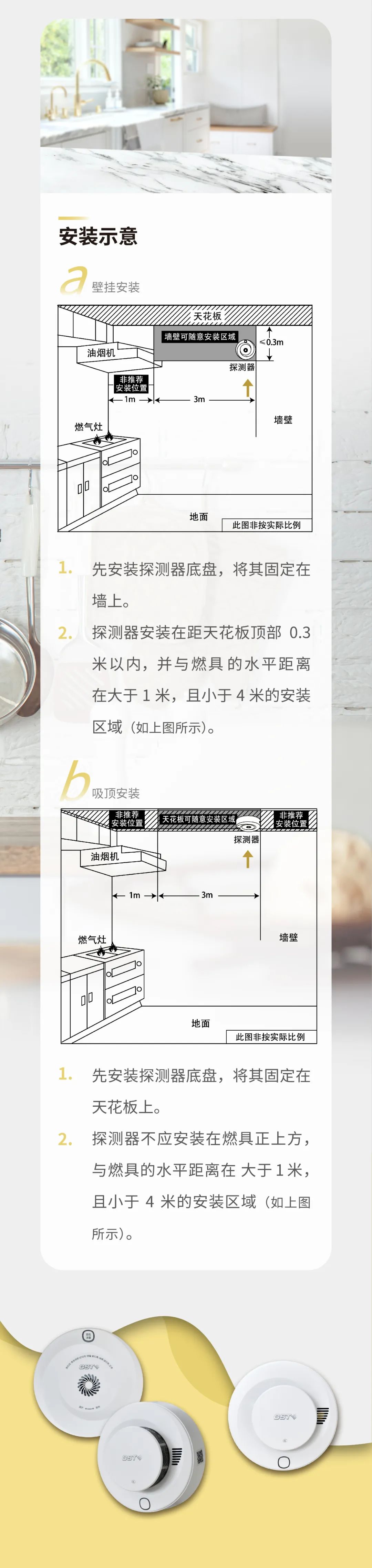 天津海灣消防GST全新一代NB獨(dú)立式煙感氣感探測(cè)器安裝